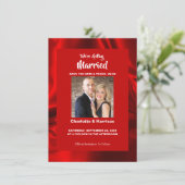 Save The Date Ruby Red Modern Satin Glam Mariage photo (Debout devant)