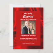 Save The Date Ruby Red Modern Satin Glam Mariage photo (Devant)