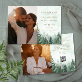 Save The Date Russe Aquarelle Pine Forest Photo QR Code