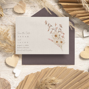 Save The Date Russe Boho Fleur sauvage Mariage bohème