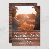 Save The Date Russe Cherry Wood - Script blanc Photo (Devant / Derrière)