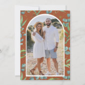 Save The Date Russe Eucalyptus Photo Mariage en terre cuite (Dos)