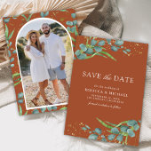 Save The Date Russe Eucalyptus Photo Mariage en terre cuite