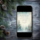 Save The Date Russe Forêt de pins d'hiver Mariage de bois