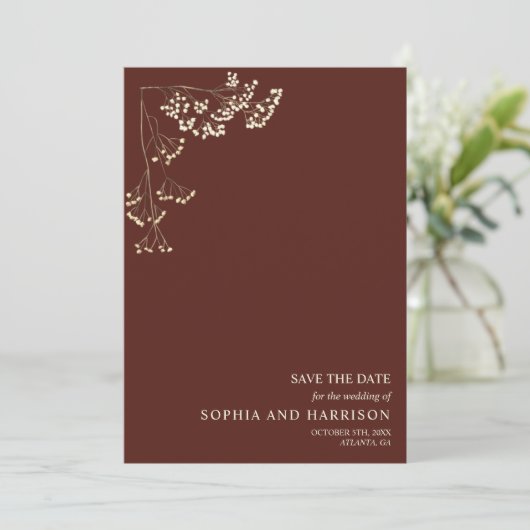 Save The Date Russe Gypsophila Beet Mariage rouge (Debout devant)