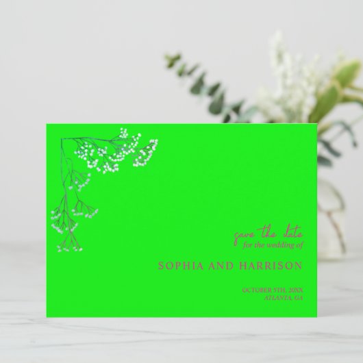 Save The Date Russe Gypsophila Neon Mariage vert (Debout devant)