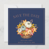 Save The Date Russe Marine Bleu automne Citrouille Mariage d'aut (Devant)