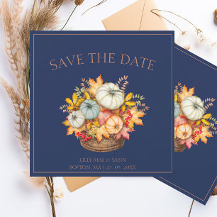 Save The Date Russe Marine Bleu automne Citrouille Mariage d'aut