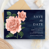 Save The Date Russe Marine bleu Dusty Pêcher Rose Mariage