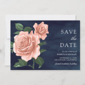 Save The Date Russe Marine bleu Dusty Pêcher Rose Mariage (Devant)