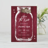 Save The Date Russe Pays Bourgogne Bois Mason Jar Mariage (Debout devant)