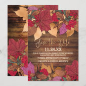 Save The Date Russe Pays Rouge Chute Brown Feuilles Thanksgiving (Devant / Derrière)