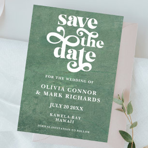 Save The Date Russe Sage Green Mariage de typographie rétro