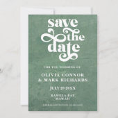 Save The Date Russe Sage Green Mariage de typographie rétro (Devant)