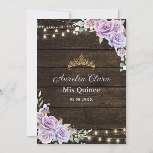 Save The Date Russe violet Floral Enchantée Forêt Quinceañera (Dos)