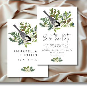 Save The Date Russe Winter Nature & Pine Mariage