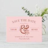 Save The Date Rust & Blush Floral Ampersand Pas de photo (Debout devant)