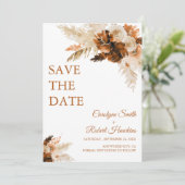 Save The Date Rust Bohème Et Pampas Grass Élégant (Debout devant)