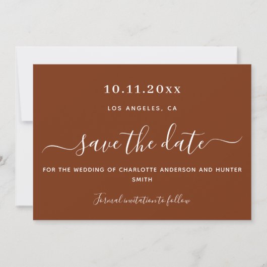 Save The Date Rust brûlé mariage orange enregistrer la date (Devant)