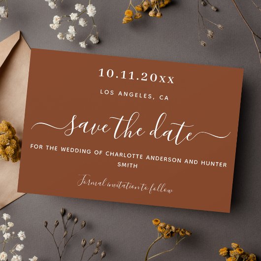 Save The Date Rust brûlé mariage orange enregistrer la date