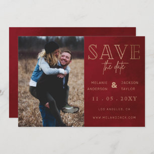 Save The Date Rust Red Stylish photo manuscrite Enregistrer la d