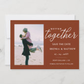 Save The Date Rust Script Mieux Ensemble Minimal Simple Photo (Devant)