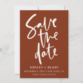 Save The Date Rust Simple Calligraphie manuscrite Enregistrer la (Devant)