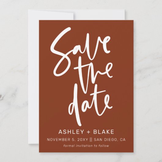 Save The Date Rust Simple Calligraphie manuscrite Enregistrer la (Devant)