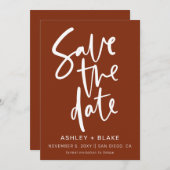 Save The Date Rust Simple Calligraphie manuscrite Enregistrer la (Devant / Derrière)