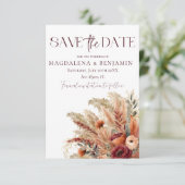 Save The Date Rust Terracotta Chute Floraux séchés Pampas Grass (Debout devant)