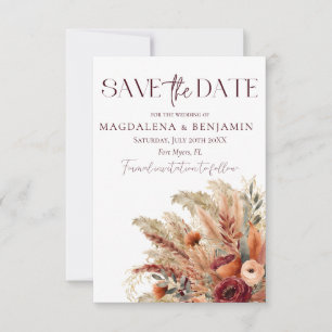 Save The Date Rust Terracotta Chute Floraux séchés Pampas Grass