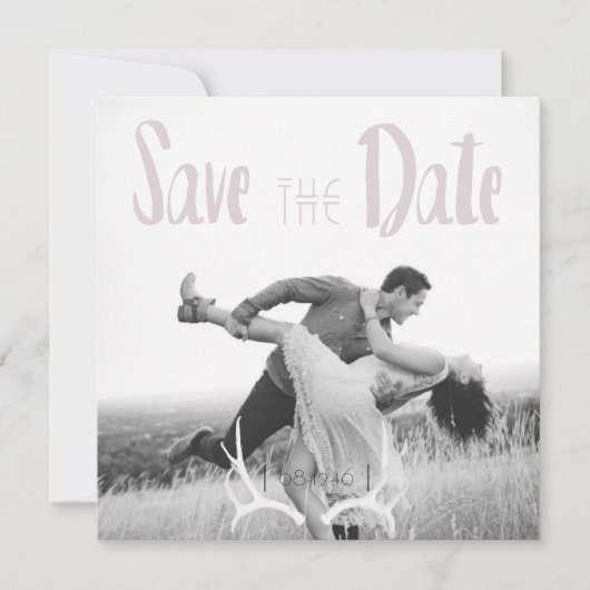 Save The Date Rustic Antler Art Graphic Carré Enregistrer la dat (Devant)
