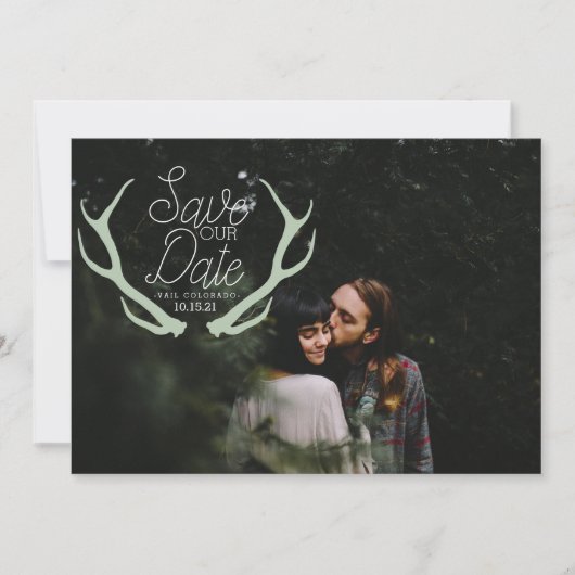 Save The Date Rustic Antler Enregistrer la date (Devant)
