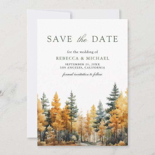 Save The Date Rustic Autumn Forest Photo QR Code Mariage (Devant)