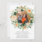Save The Date Rustic Autumn Wreath Photo Wedding Enregistrer La (Devant)