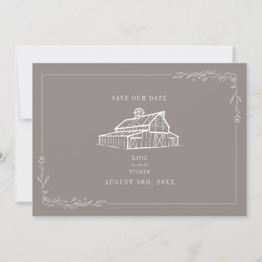 Save The Date Rustic Barn Mariage Amethyst Grey Enregistrer La D (Devant)