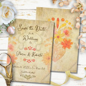 Save The Date Rustic Baroque Floral Sacred Heart Mexican Wedding