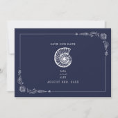 Save The Date Rustic Beach Wedding Dark Blue Enregistrer La Date (Devant)
