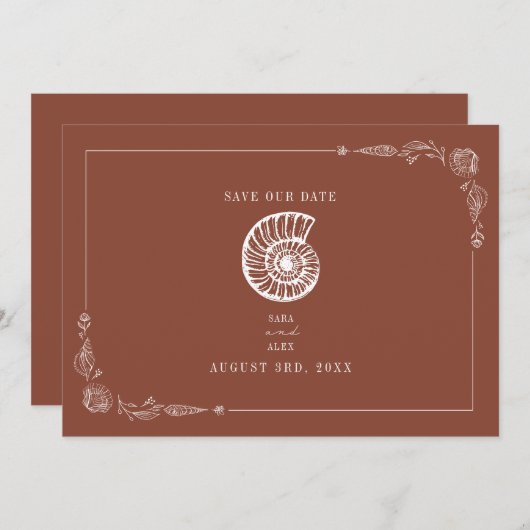 Save The Date Rustic Beach Wedding Terracotta Enregistrer La Dat (Devant / Derrière)