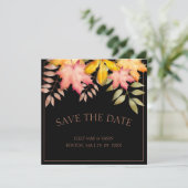Save The Date Rustic Black Automne Feuilles Mariage (Debout devant)