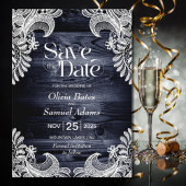 Save The Date Rustic Blue Wood