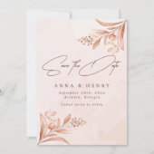 Save The Date Rustic Blush Terracotta Mariage botanique (Devant)