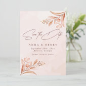Save The Date Rustic Blush Terracotta Mariage botanique (Debout devant)