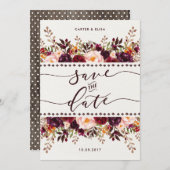 Save The Date Rustic Boho Floral Enregistrer la date Mariage Inv (Devant / Derrière)