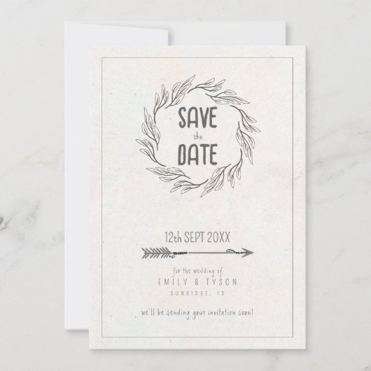 Save The Date Rustic Boho Mariage ID1109 (Devant)