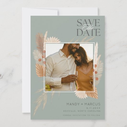 Save The Date Rustic Boho Sage Mariage photo (Devant)