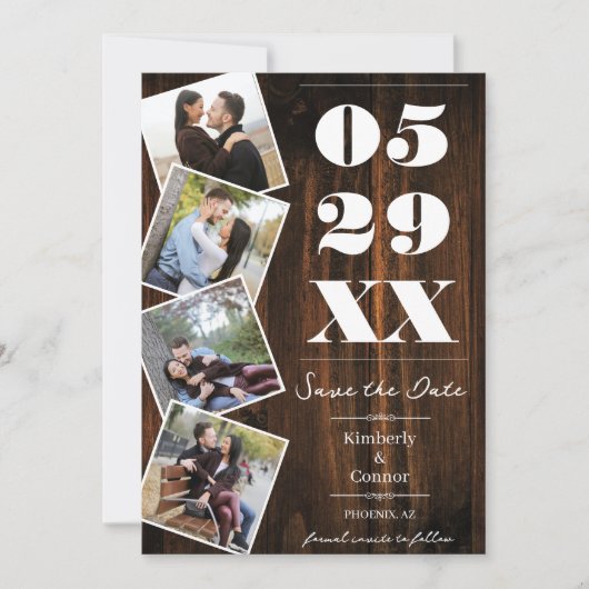 Save The Date Rustic Bold Four Photo Enregistrer la date (Devant)