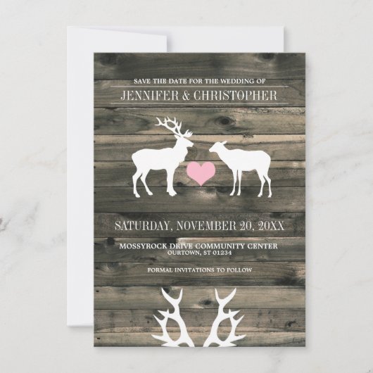 Save The Date Rustic Buck and Doe Enregistrer la date Annonces (Devant)