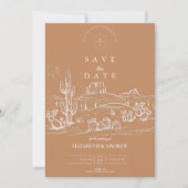 Save The Date Rustic Cactus Mariage paysage du désert (Devant)