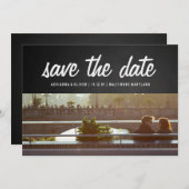 Save The Date Rustic Chalkboard Enregistrer La Date | Photo en c (Devant / Derrière)